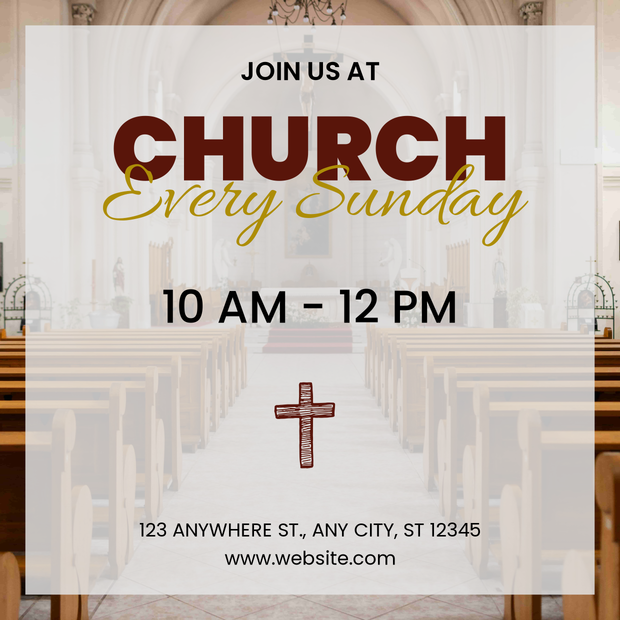 Sunday Service Invitation Church Sign Template | Square Signs