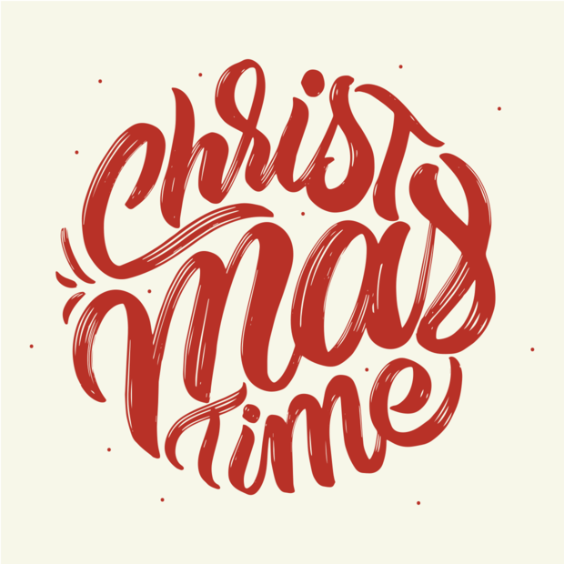 Christmas Time Hand Lettering Sign Template | Square Signs