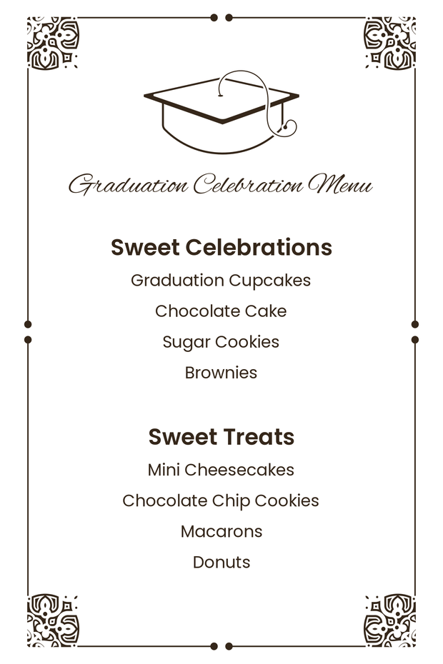 Graduation Celebration Menu Sign Template | Square Signs
