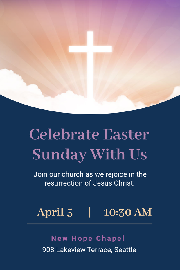 Easter Sunday Church Service Sign Template | Square Signs