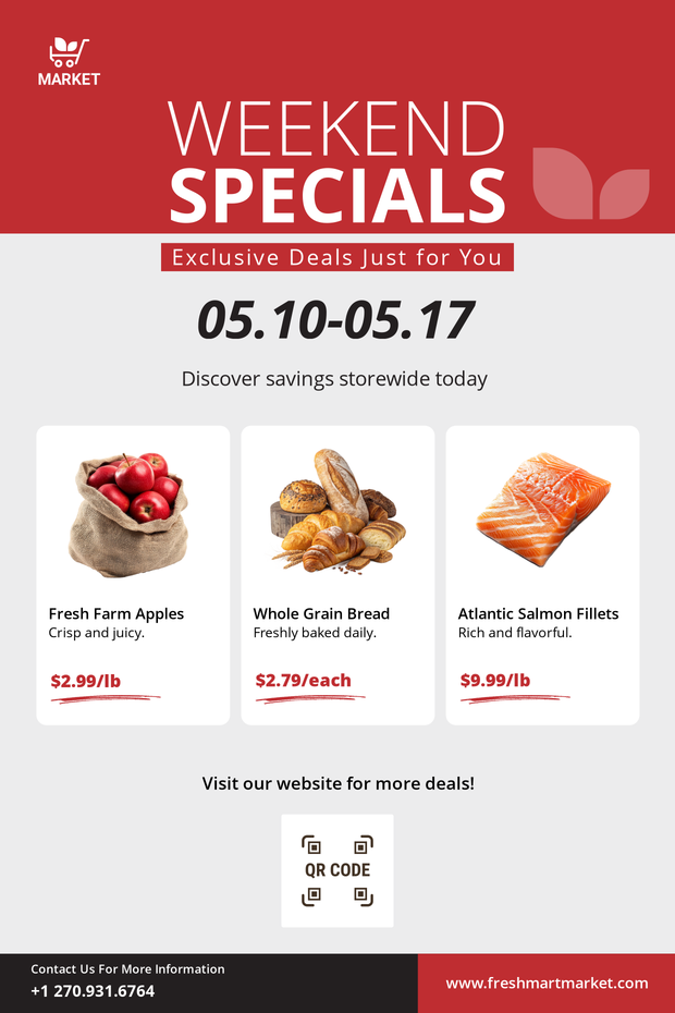 Grocery Store Weekend Deals Sign Template | Square Signs