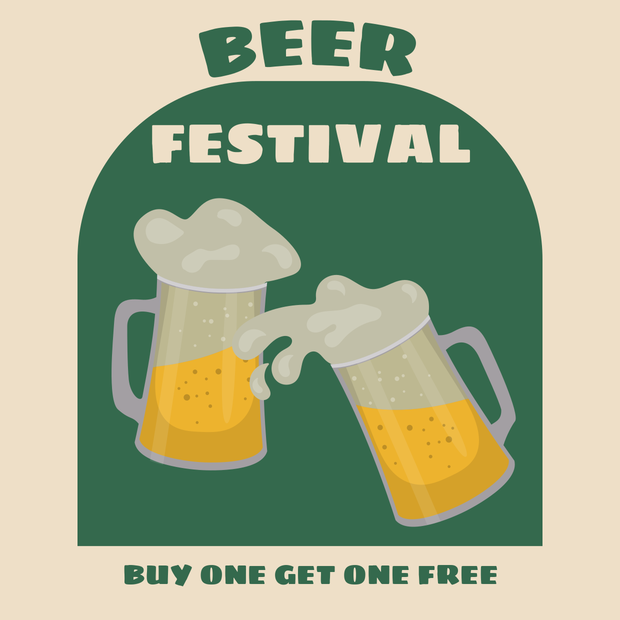 Beer Festival Celebration With Two Toasting Mugs Template | Square Signs