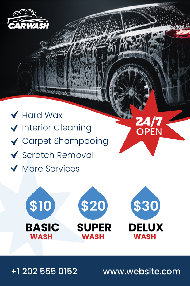 Versatile Car Wash Service Sign Template | Square Signs