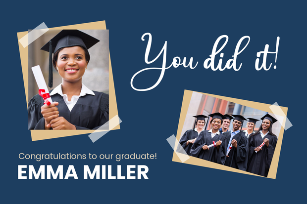 Congratulatory Graduation Photo and Texts Sign Template | Square Signs
