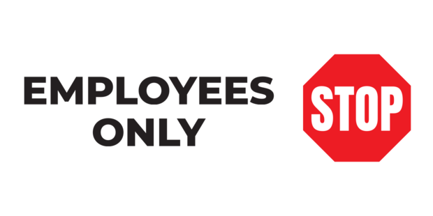 Vivid Red, Black and White Employees Only Sign Template | Square Signs