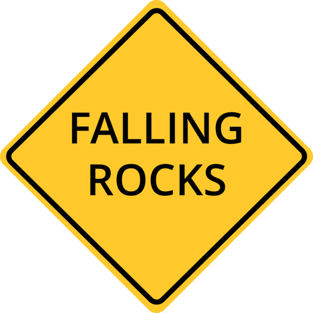 Falling Rocks Black on Yellow Warning Sign Template | Square Signs