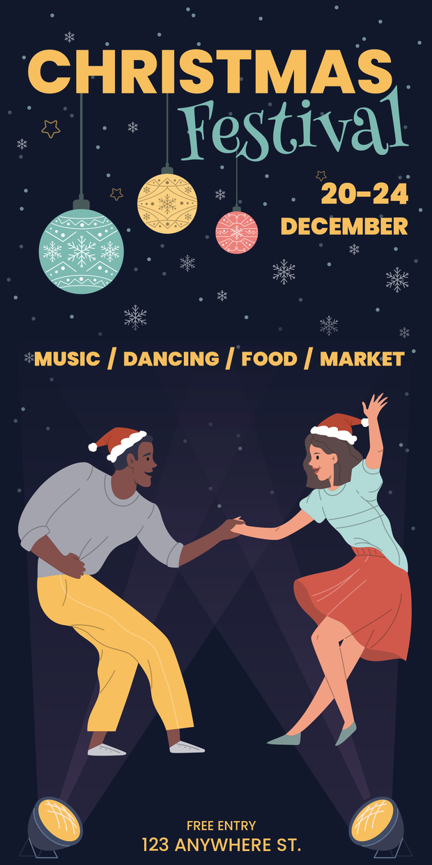 Navy Christmas Festival Sign Template | Square Signs