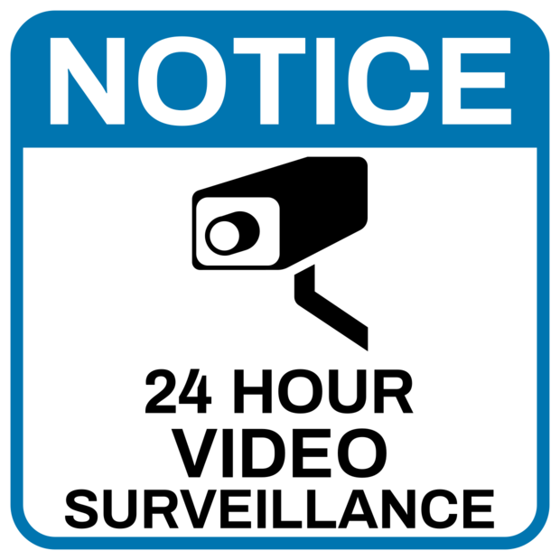24 Hour Video Surveillance With Video Icon Sign Template | Square Signs