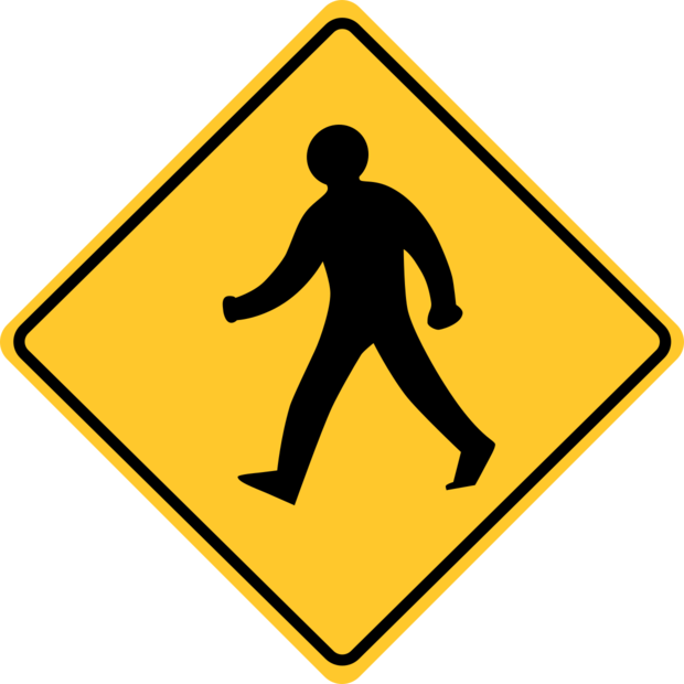 Pedestrian Crossing Symbol on Diamond Road Sign Template | Square Signs
