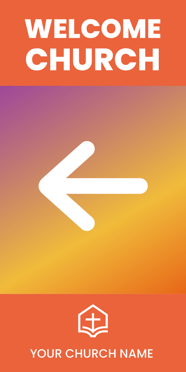 Directional Left Arrow Church Sign Template | Square Signs