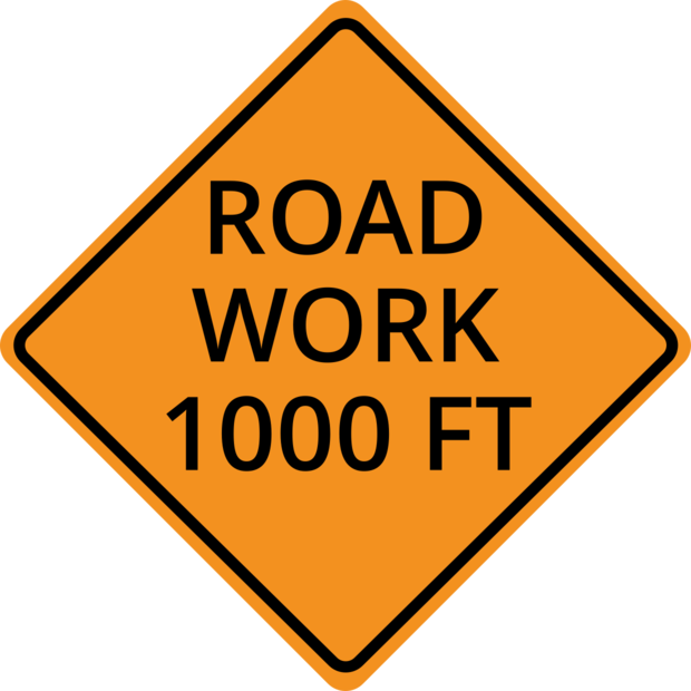 Road Work 1000 Feet Warning Traffic Sign Template | Square Signs