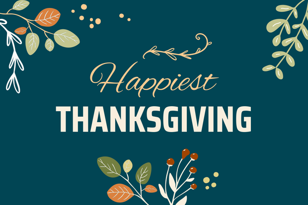 Leaves and Berries Happiest Thanksgiving Sign Template | Square Signs