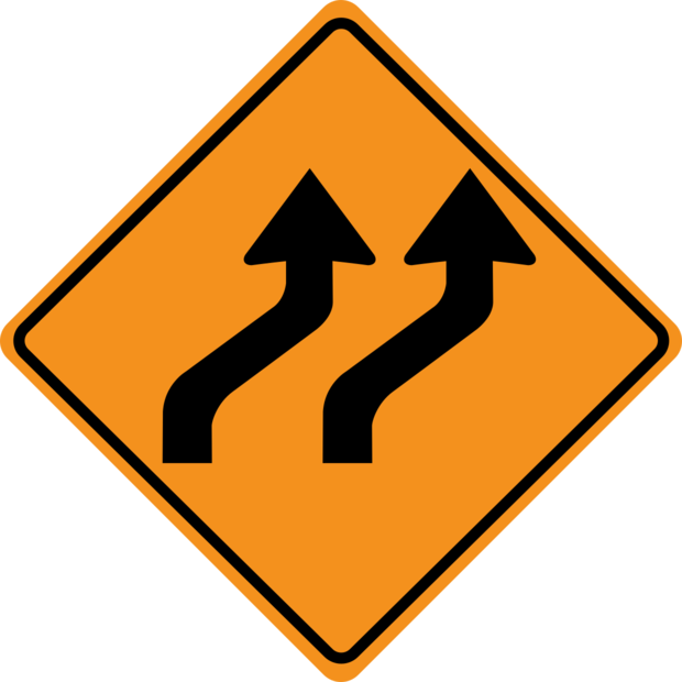 Two Lanes Shift Right Diamond Shaped Traffic Template | Square Signs