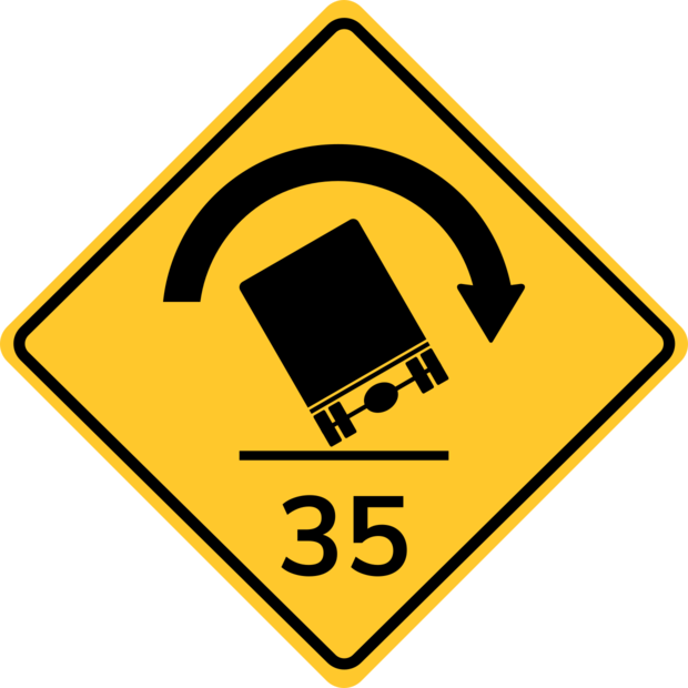 Truck Rollover Warning Sign With Speed Limit Template | Square Signs