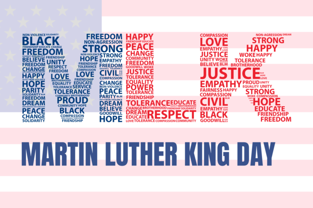 US Flag-Inspired Typographic MLK Day Sign Template | Square Signs