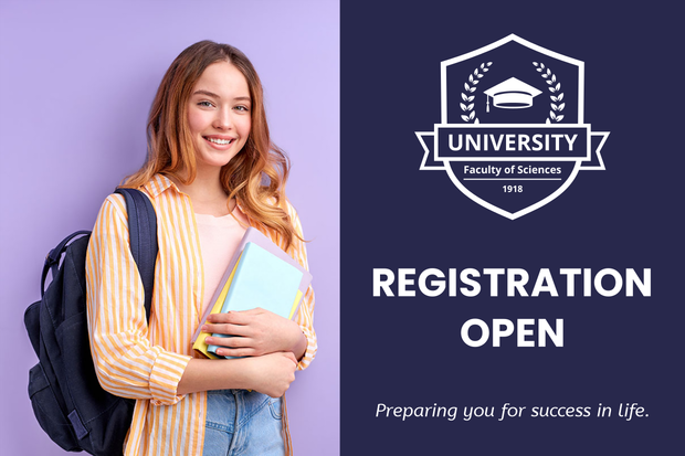 University Registration Open Student Photo Sign Template | Square Signs