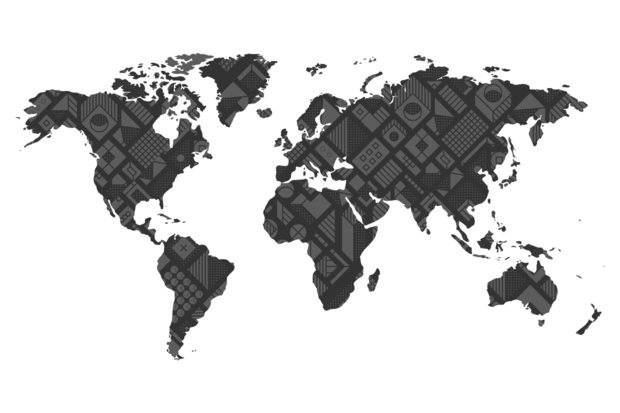 World Map With Geometric Shapes Sign Template | Square Signs