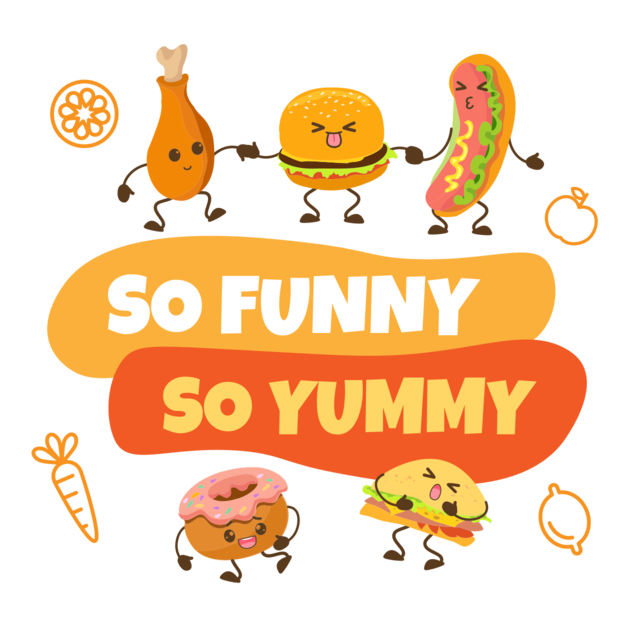 Funny Yummy Food Characters Restaurant Sign Template | Square Signs
