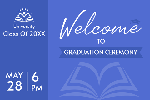 Blue University Emblem Graduation Sign Template