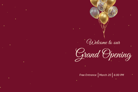 Festive Burgundy Grand Opening Postcard Template