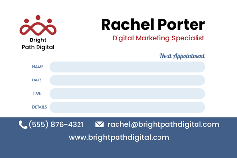 Red and Blue Marketing Specialist Business Card Template