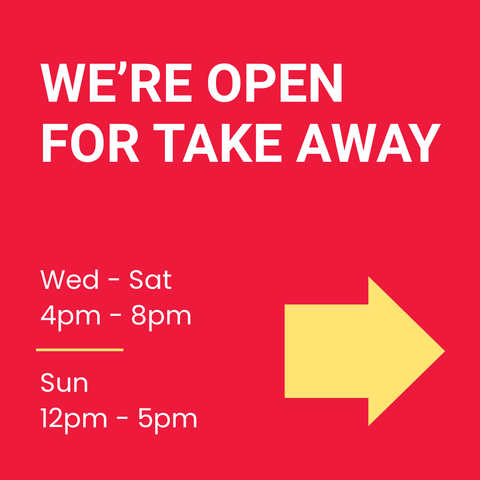 Open for Take Away With Operating Hours Sign Template