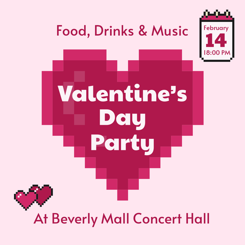 Pixelated Pink Valentine's Day Invitation Sign Template