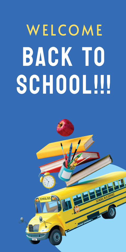School Bus and School Supplies Back to School Sign Template