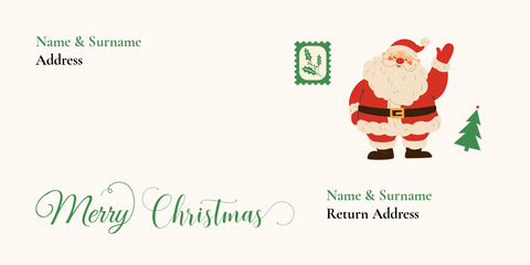 Cheerful Santa and Festive Elements Envelope Template