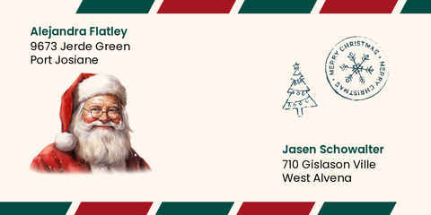 Santa and Christmas Tree and a Stamp Envelope Template