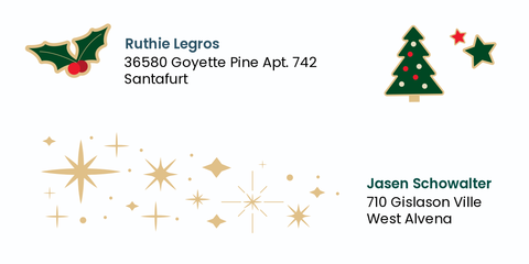 Christmas Tree Icons and Decorative Stars Envelope Template