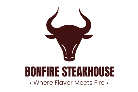 Bonfire Steakhouse With a Bull's Head Sign Template