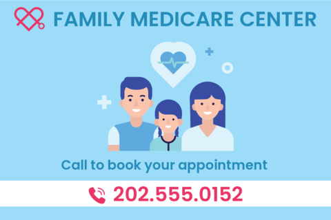 Red and Blue Family Medicare Center Sign Template