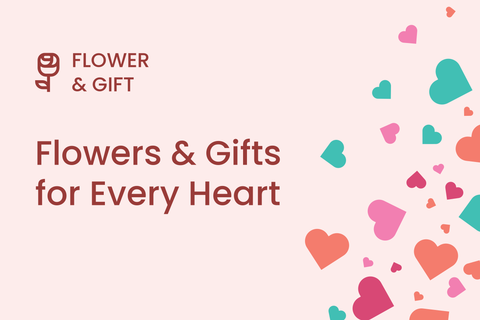 Flower and Gifts With Colorful Hearts Sign Template