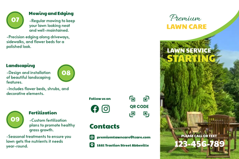 Premium Green Lawn Care Brochure Template