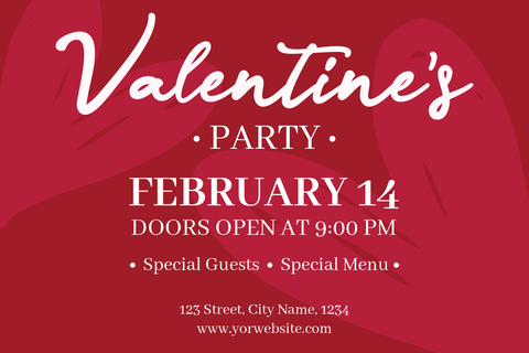 Red and White Valentine's Party Invitation Sign Template