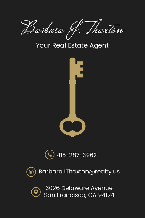 Golden Key Real Estate Agent Business Card