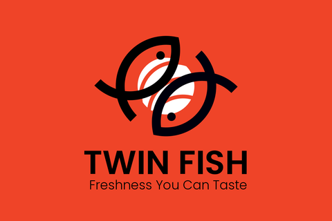 Twin Fish Red-Backgrounded Sign Template