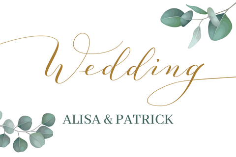 Gold and Teal Decorative Wedding Sign Template