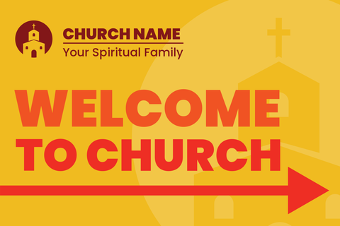 Welcome to Church Yellow Background Sign Template