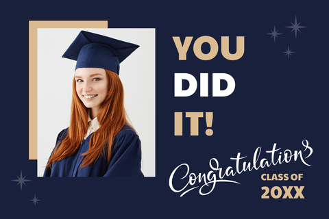 Student Wearing a Graduation Cap and Gown Sign Template