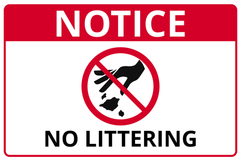 No Littering Rectangular Red And White Notice Sign Template
