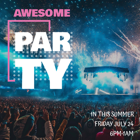 Raving Dancefloor at Night Music Festival Sign Template