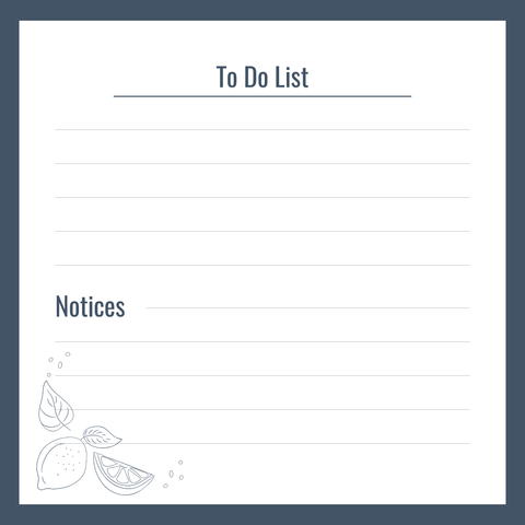 Blue To-Do List Citrus Design Notepad Template