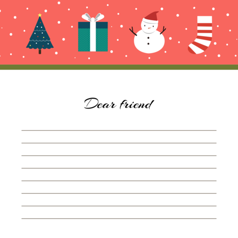 Christmas-Themed Dear Friend Notepad Template