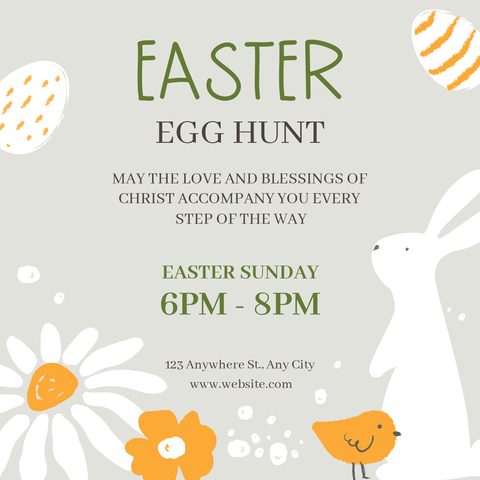 Gray Easter Egg Hunt Invitation Sign Template