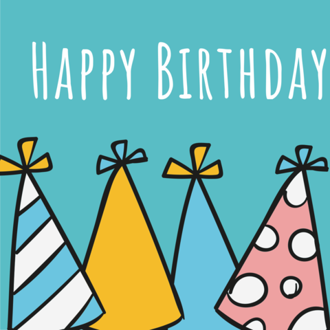 Colorful Birthday Party Hats Sign Template