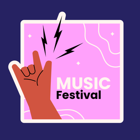 Music Festival Rocking Animal Paw Template