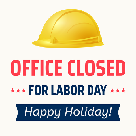 Yellow Construction Helmet Labor Day Closed Sign Template