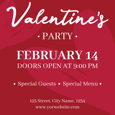 Red and White Valentine's Party Invitation Sign Template